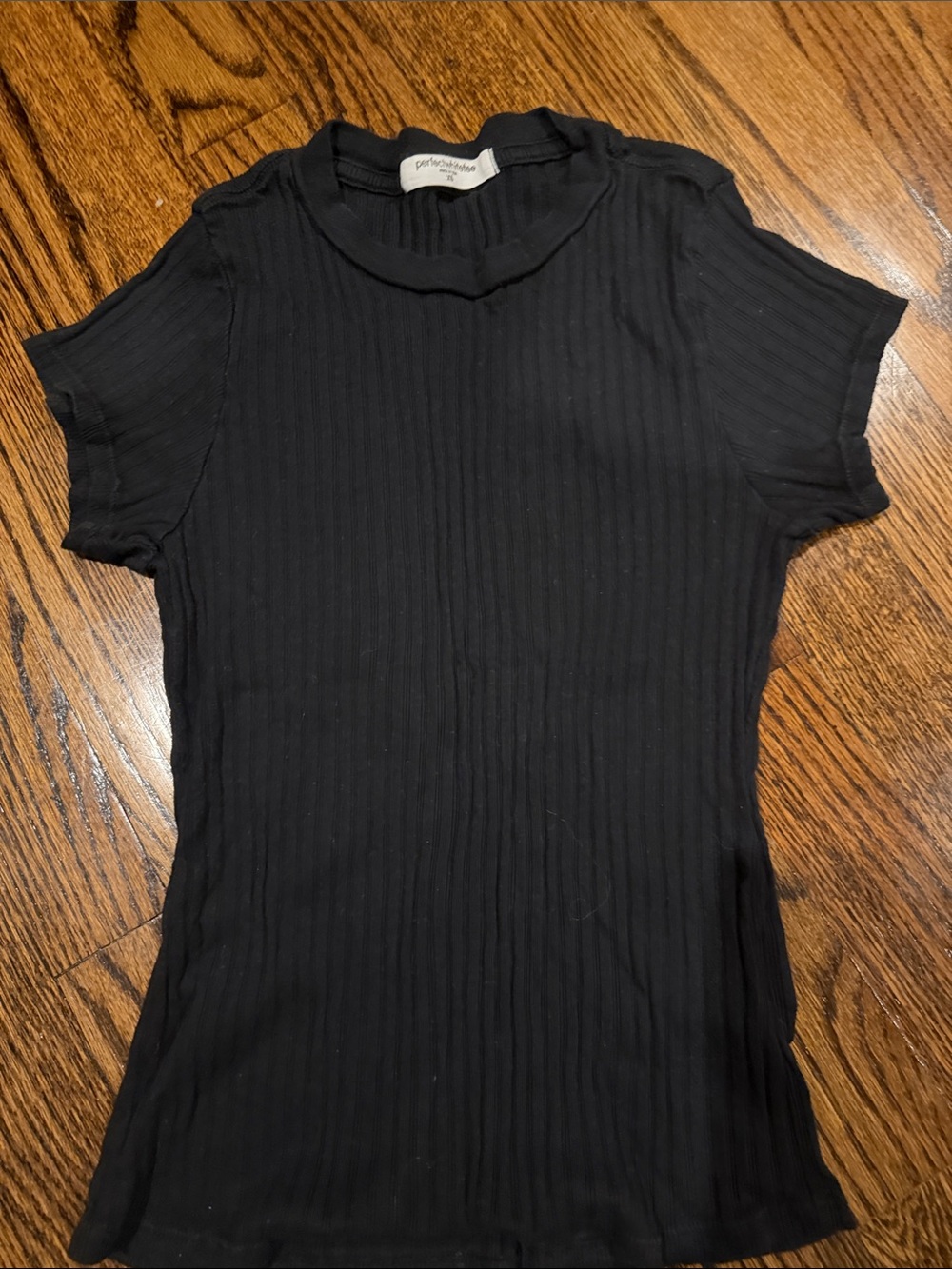 Wilfred Perfectwhitetee Black Ribbed Crewneck Short Sleeve Tee